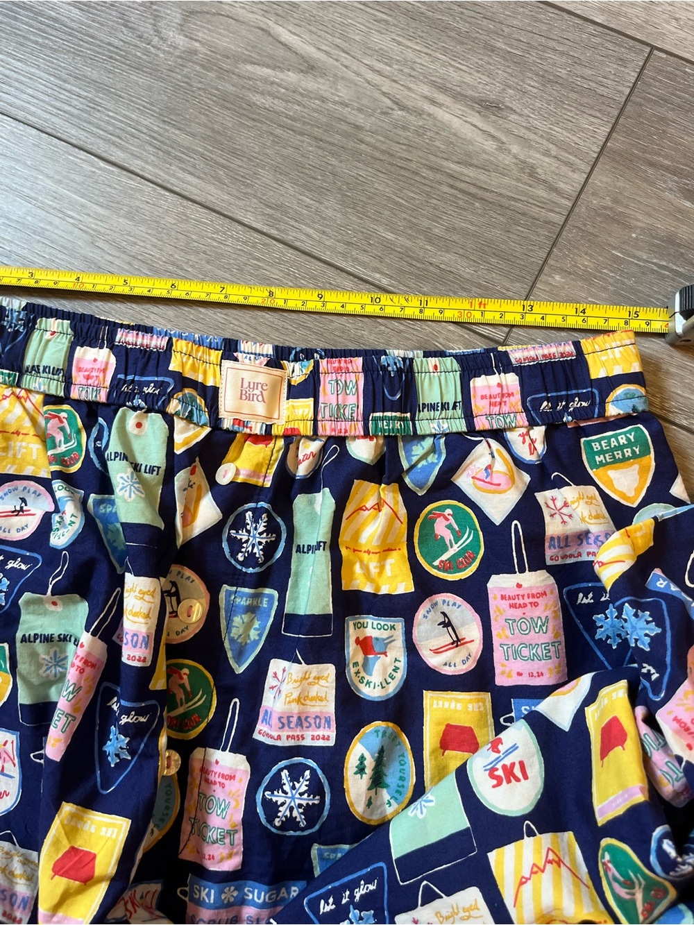 NWT Anthropologie Lyrebird "The Wren" Cotton Boxer Pj Emily Taylor Lift Ski M - Picture 10 of 12